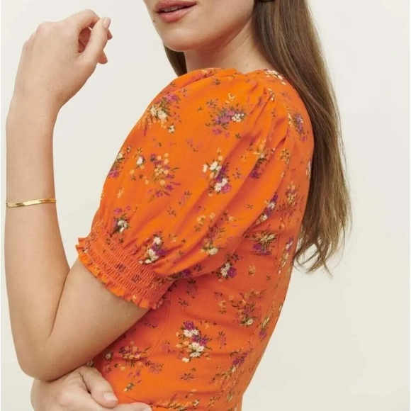NWT Reformation Lacey Dress in Floral Orange color - Picture 6 of 7
